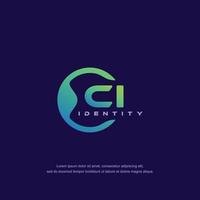 CI Initial letter circular line logo template vector with gradient color