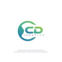 CD Initial letter circular line logo template vector with gradient color