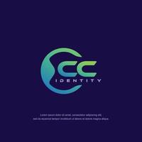 CC Initial letter circular line logo template vector with gradient color