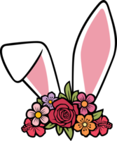 orelhas de coelho com flores png