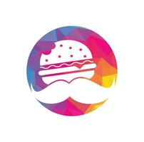 vector de icono de logotipo de hamburguesa de bigote. hamburguesa con concepto de logotipo de icono de bigote.