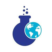 ilustración de plantilla de logotipo de laboratorio mundial. diseño de icono de logotipo de laboratorio de globo. vector