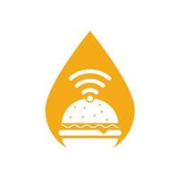 Wifi burger drop shape logo design vector icon. Hamburger and WiFi signal symbol or icon.