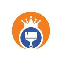 King paint vector logo design. Crown and paint brush icon.