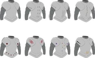 Plate armor game asset, various styles chest armor collection vector illustration