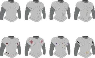 Plate armor game asset, various styles chest armor collection vector illustration