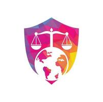 Scales and world symbol or icon. Unique law and globe logotype design template. vector