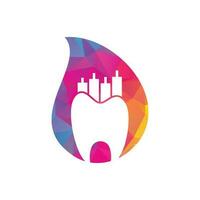 Logotipo de icono de concepto de forma de gota de finanzas dentales. plantilla de diseño de logotipo de vector de estadística dental.