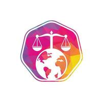Scales and world symbol or icon. Unique law and globe logotype design template. vector