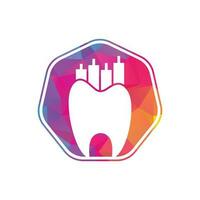 concepto de logotipo de icono de finanzas de dentista. plantilla de diseño de logotipo de vector de estadística dental.