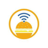 Wifi burger logo design vector icon. Hamburger and WiFi signal symbol or icon.