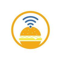 Wifi burger logo design vector icon. Hamburger and WiFi signal symbol or icon.