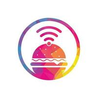 Wifi burger logo design vector icon. Hamburger and WiFi signal symbol or icon.