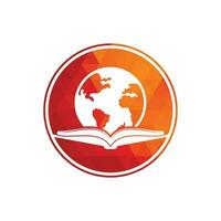 libro educación logo icono vector. logotipo del globo educativo. globo con diseño de icono de libro. vector