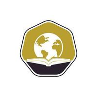 Book education logo icon vector. Education globe logo. Globe with book icon design. vector