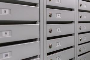 mailboxes on the landing of russian condominium photo