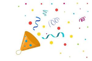 conjunto de ilustración de conjunto de confeti popper de fiesta lindo. confeti aislado, explosión, petardo, celebración. dibujo vectorial estilo dibujado a mano. vector