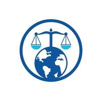 Scales and world symbol or icon. Unique law and globe logotype design template. vector