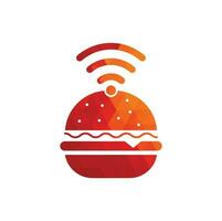 Wifi burger logo design vector icon. Hamburger and WiFi signal symbol or icon.