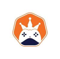 diseño del icono del logotipo del rey del juego. Ilustración de diseño vectorial del logotipo del rey del gamepad. plantilla de logotipo de icono de joystick de corona de juego. vector