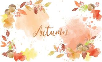 Watercolor abstract background autumn frame collection with seasonal leaves. Hand-painted watercolor natural art, perfect for your designed header, banner, web, wall, cards, etc. vector