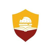 Burger book logo design vector. Books and Burger Cafe Logo Isolated Vector