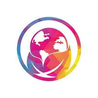 vector de icono de logotipo de hoja de globo. combinación de logo de tierra y hoja. planeta y eco símbolo o icono