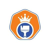 King paint vector logo design. Crown and paint brush icon.