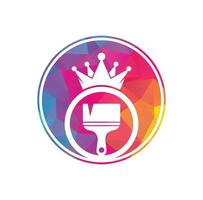 King paint vector logo design. Crown and paint brush icon.