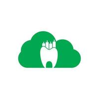 Dental finance and cloud shape concept icon logo. Dental stat vector logo design template.