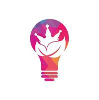 Leaf crown bulb shape concept vector logo design. Green leaf crown therapy company logo design template.