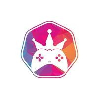 diseño del icono del logotipo del rey del juego. Ilustración de diseño vectorial del logotipo del rey del gamepad. plantilla de logotipo de icono de joystick de corona de juego. vector