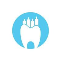 concepto de logotipo de icono de finanzas de dentista. plantilla de diseño de logotipo de vector de estadística dental.