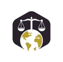 Scales and world symbol or icon. Unique law and globe logotype design template. vector