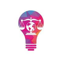 Globe law bulb shape concept logo vector icon. Scales on globe icon design.