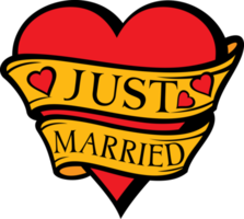 Just Married Design with Heart png