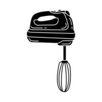 Vector black and white illustration in hand-drawn style, kitchen mixer