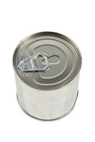 a tin can with a pull ring isolated on white background photo