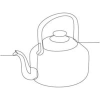 Old Kettle, Aluminum Kettle Continuous Line Drawing vector