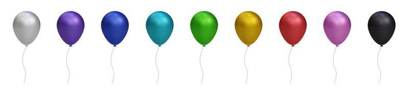 3d shiny colorful glossy helium air balloon set isolated on transparent background. Vector realistic gold, silver, white, golden colorful and black festive. Template for anniversary, birthday party