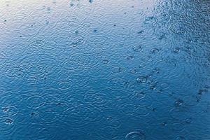 raindrops on still water surface background with selective focus and blur photo