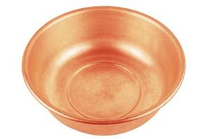 used bare copper made empty basin isolated on white background photo