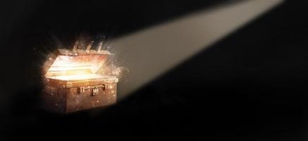 Open the glowing ancient treasure chest. photo
