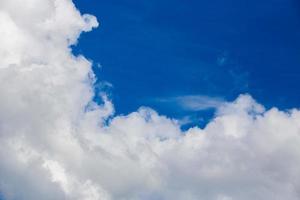 White cloud and blue sky at daylight. Close shot wit telephoto lens and polarizing filter with minimalistic composition photo