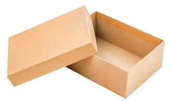 opened empty cardboard box isolated on white photo