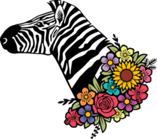 Zebra Head with Flowers png