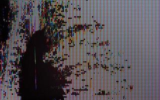 broken color lcd screen high magnigication shot with visible leakage of crystals photo