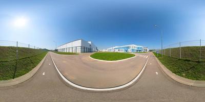 Seamless full spherical 360 degree panorama in equirectangular projection of outdoor industrial area photo