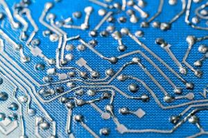 old flat bare fiberglass pcb without components with selective f photo