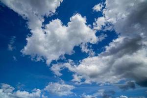 Regular spring clouds on blue sky at daylight in continental europe. Close shot with wide angle lens without filter. photo